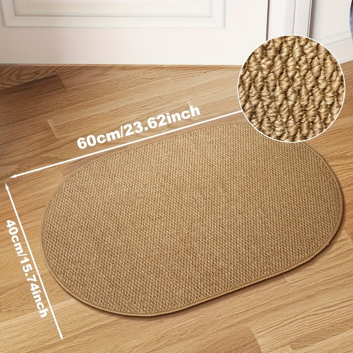 SCANDIROOTS - Oval Brown Nordic Entryway Rug Multi-Use Kitchen & Bathroom Door Mat