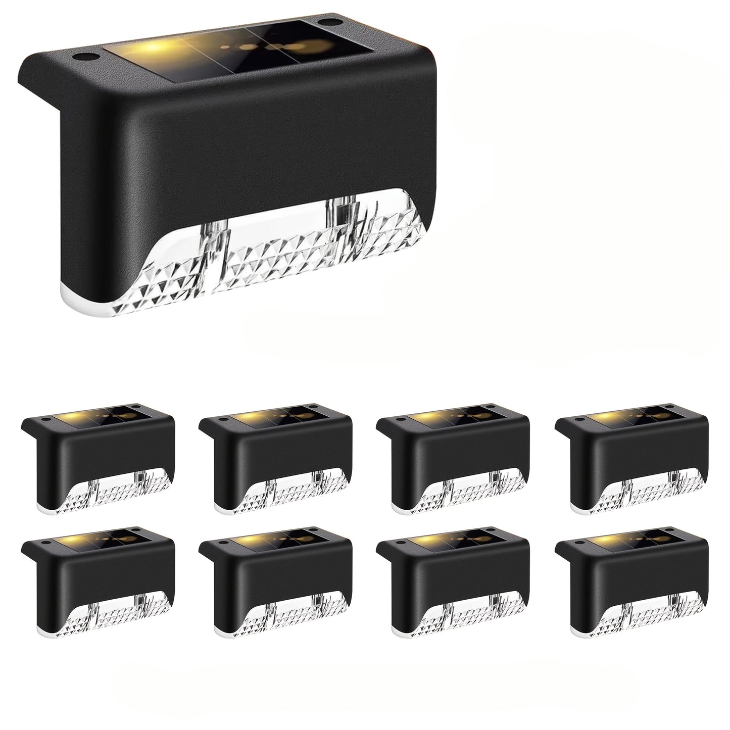 GLIMVISTA - 8pcs Solar Fence & Path Lights Waterproof Garden LEDs