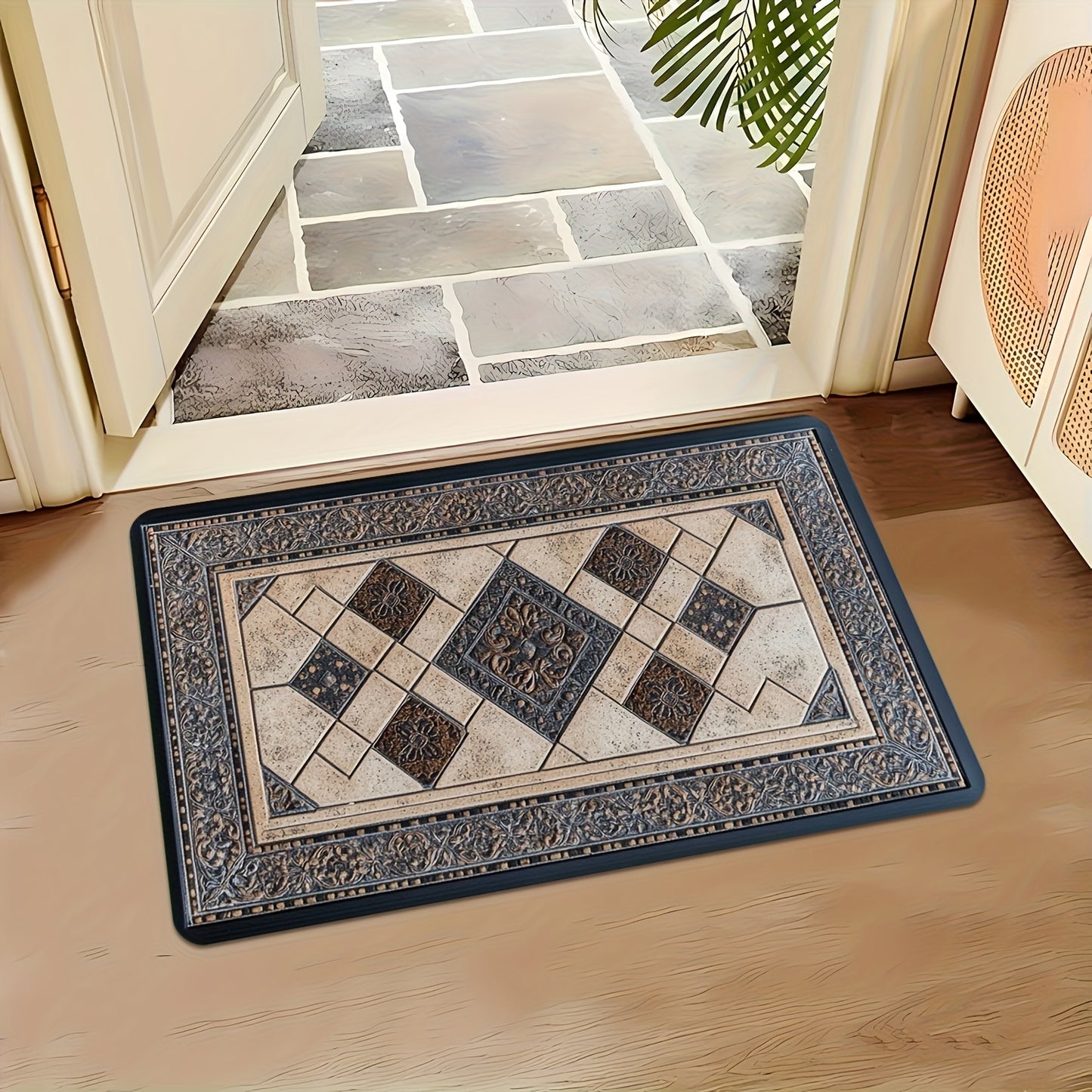 STYLEHAVEN - Machine Washable Geometric Border Entryway Mat
