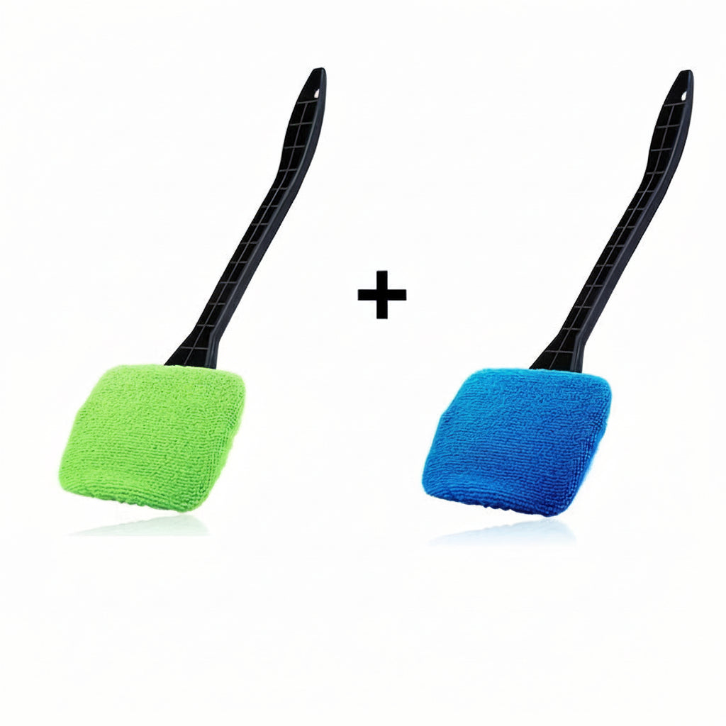 AUTOCLEAR - Long Handle Car Windshield Brush with Interior Glass Wiper