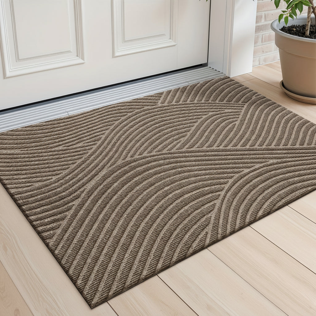 HOMEHORIZON - Geometric Striped Doormat Non-Slip Entrance Rug