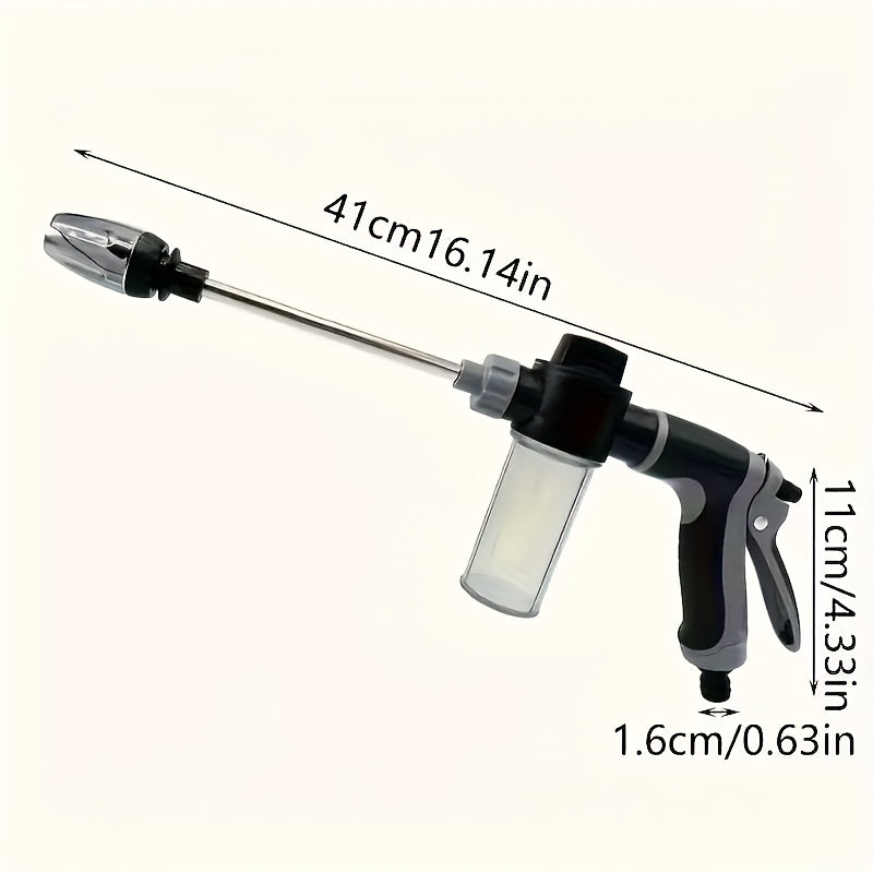 AQUABLAST - High-Pressure Garden Water Gun with Foam Cannon and Long Handle Sprayer