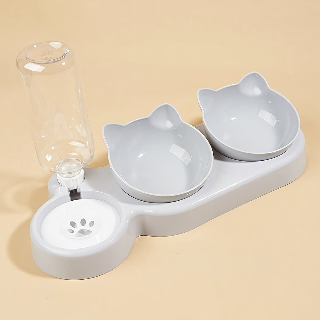 CATNIBBLE - Tilted Bowls with Gravity Water System and Protective Neck Design