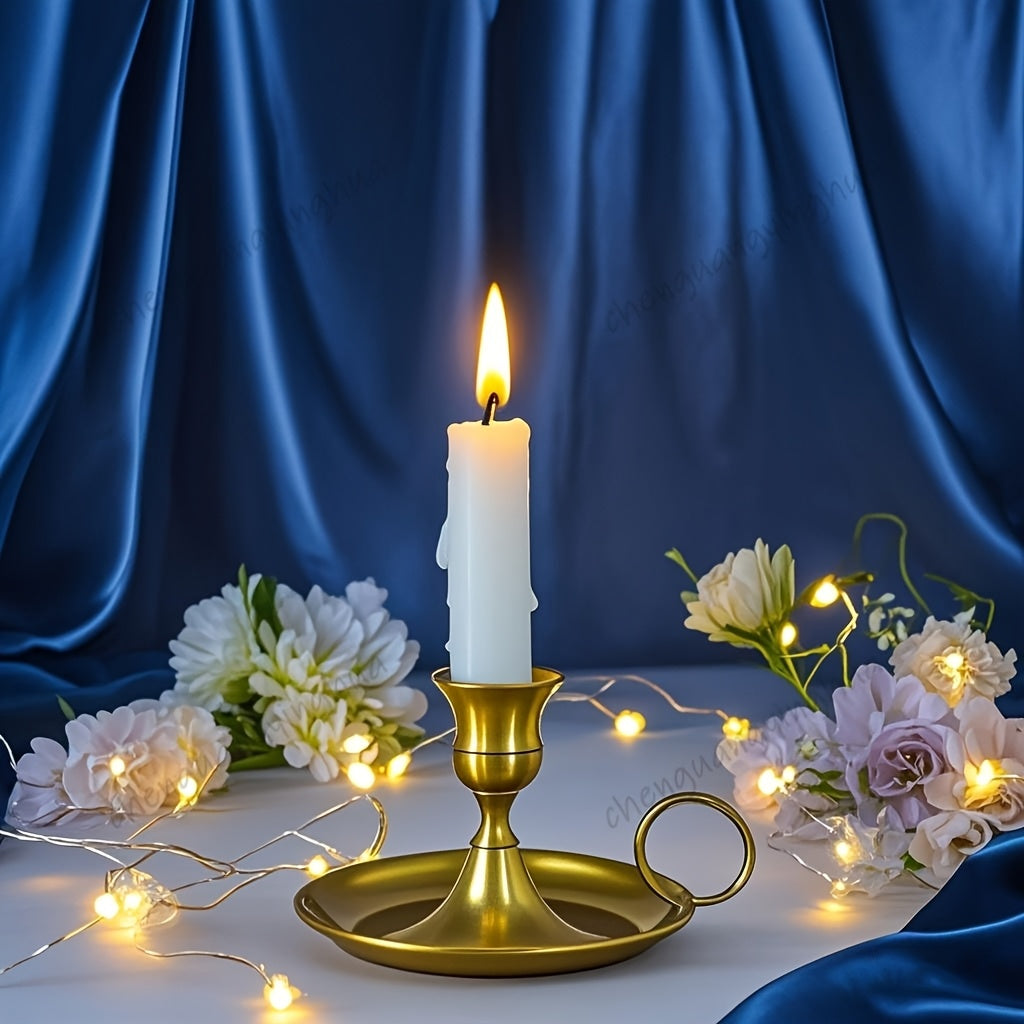 AURELIA GOLD – Elegant Golden Metal Candlestick