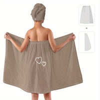 AQUARELLE - Minimalist Solid Bathrobe and Towel Set Lightweight Quick-Dry Easy Bath Wrap Essentials