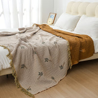 TROPICREST – Breathable Cotton Palm Throw Blanket for Relaxing Summer Comfort