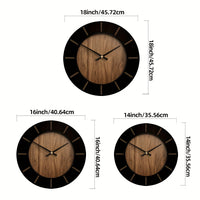 EVERWOOD - Vintage Round Wooden Wall Clock Battery Operated, Silent Mechanism