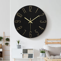 LUMINAIR - Modern Minimalist Round Wall Clock Rimless Design Black & Gold