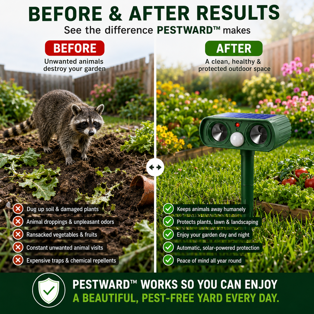 PESTWARD – Solar-Bewegungs-Tiervertreiber für humane Gartenschutz