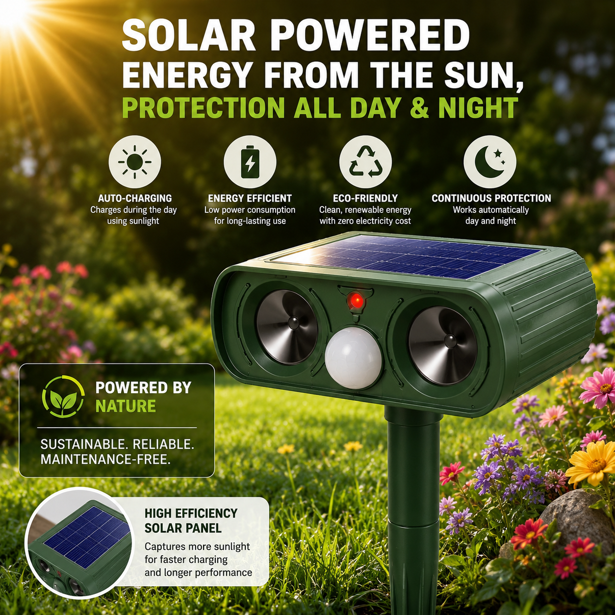 PESTWARD – Solar-Bewegungs-Tiervertreiber für humane Gartenschutz