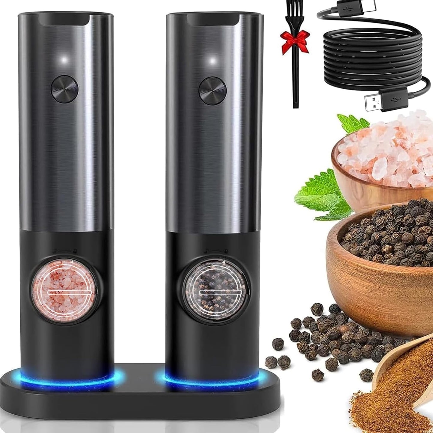 SPICEFLOW – Rechargeable Salt and Pepper Grinder Set for Modern Kitchens