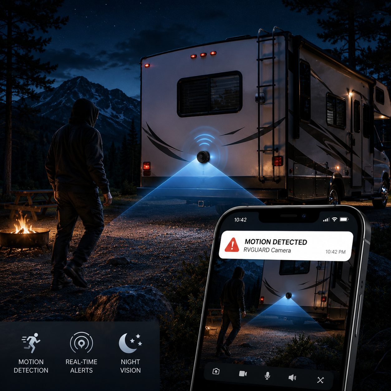 RVGUARD – Kabellose Rückfahrkamera mit Nachtsicht und Bewegungserkennung