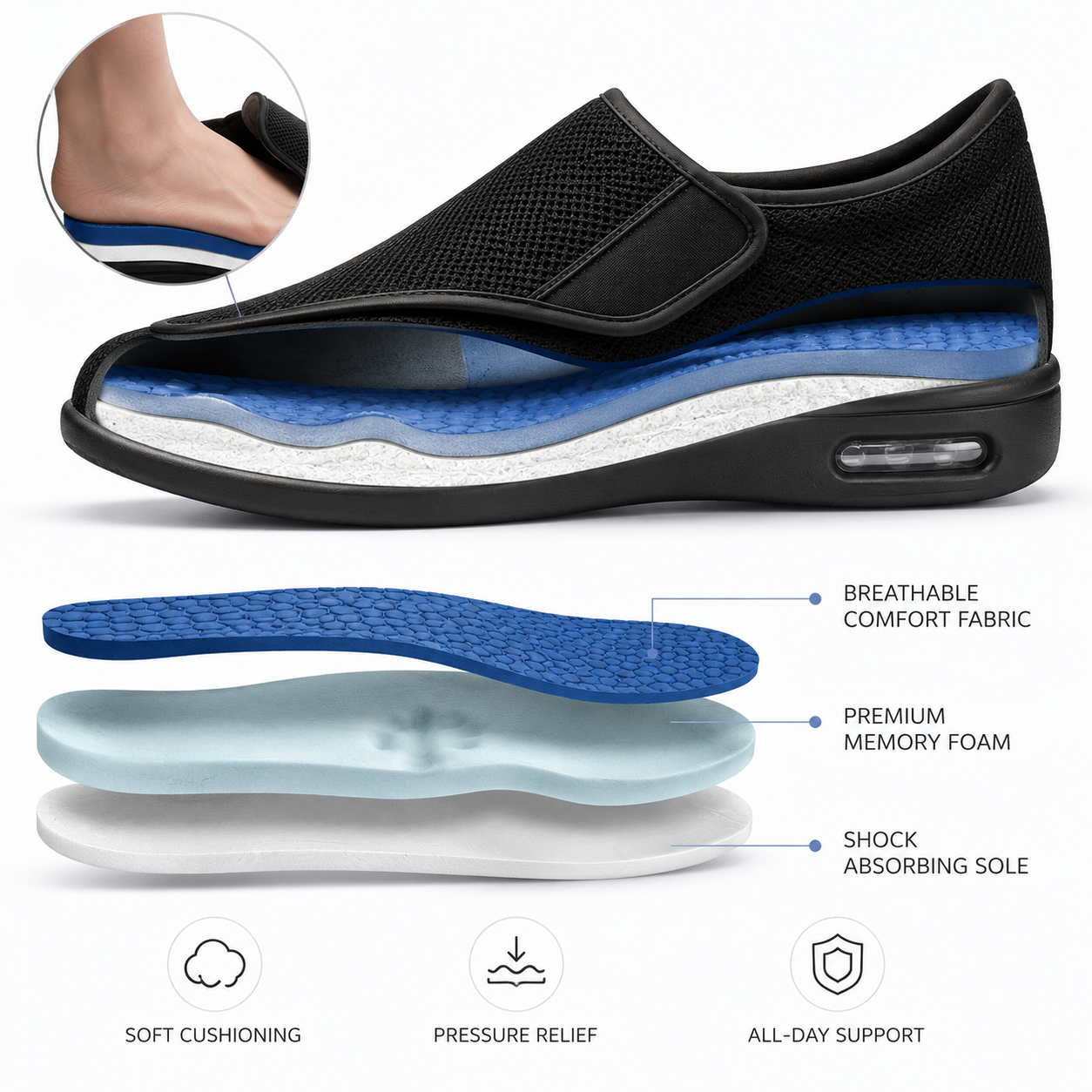 SOFTWALK – Gepolsterte Schuhe mit breiter Passform, entwickelt für empfindliche und geschwollene Füße