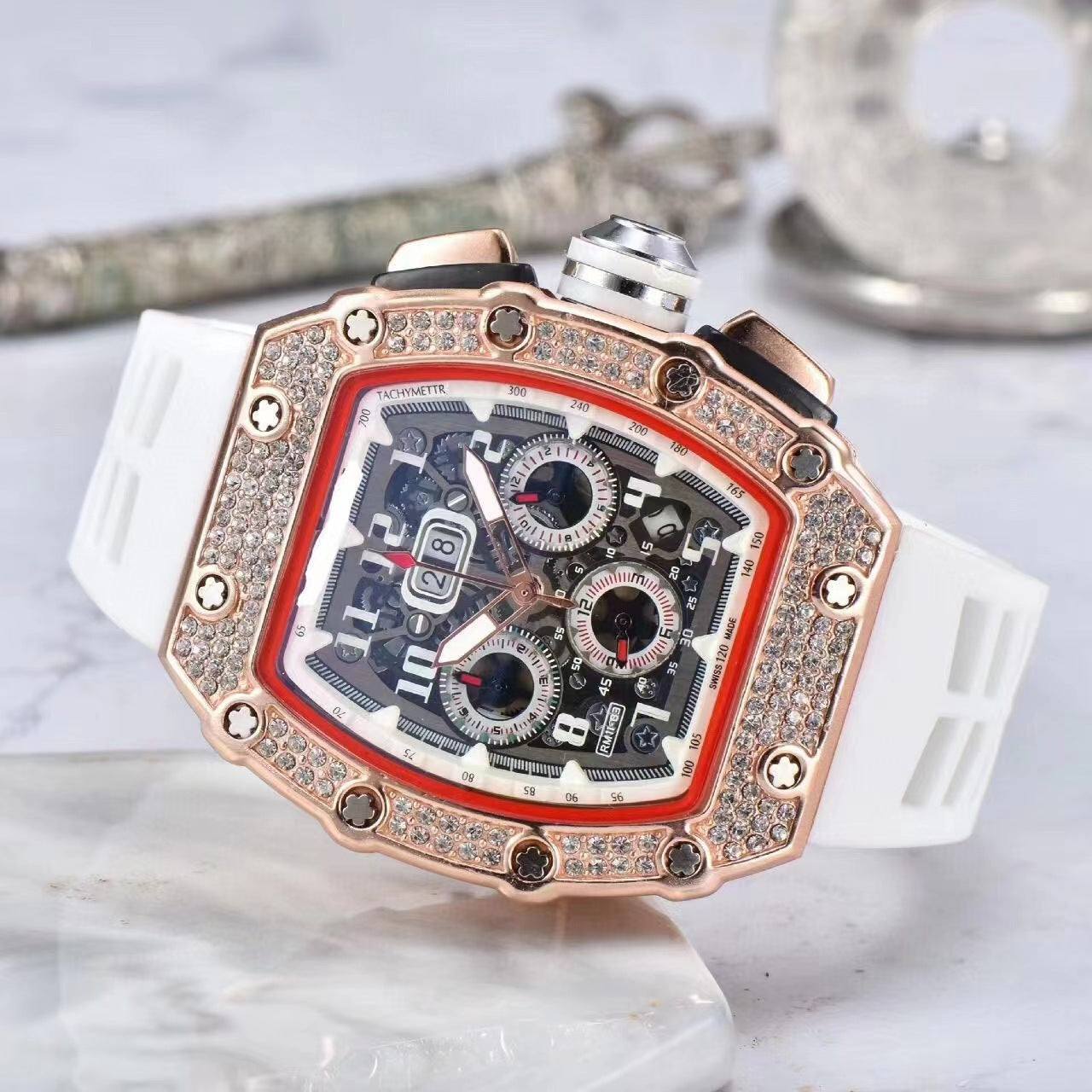 CRYSTALFORGE – Luxury Timepiece with Elegant Rhinestone Detailing