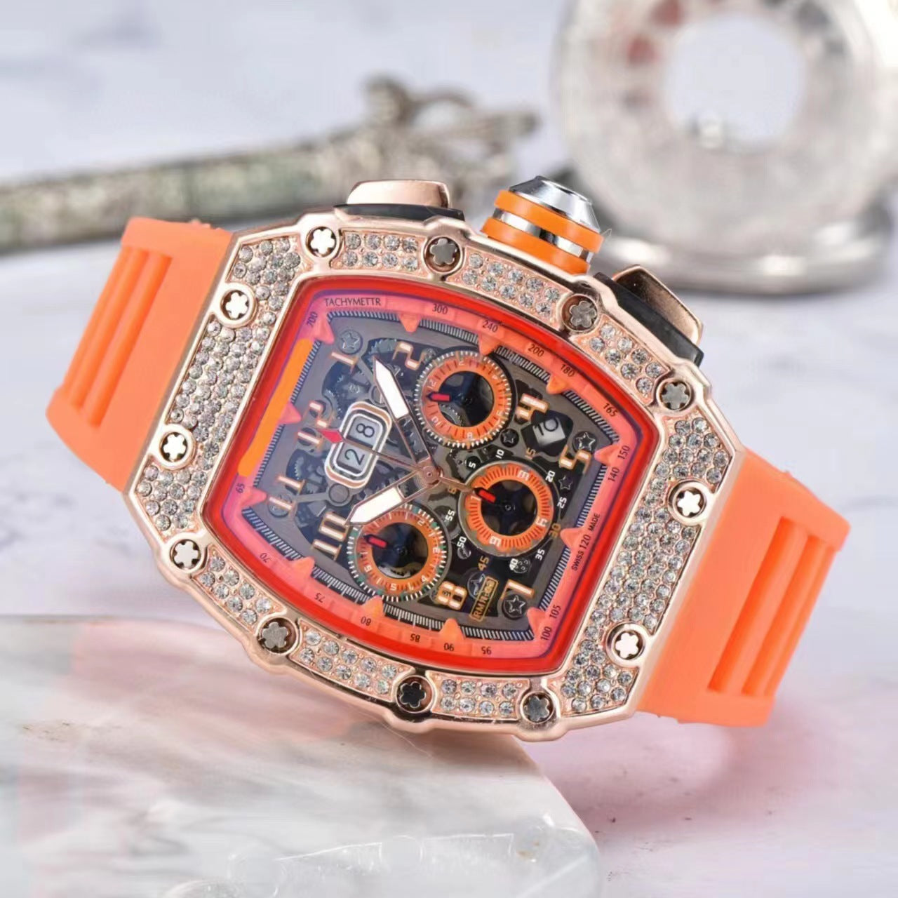 CRYSTALFORGE – Luxury Timepiece with Elegant Rhinestone Detailing