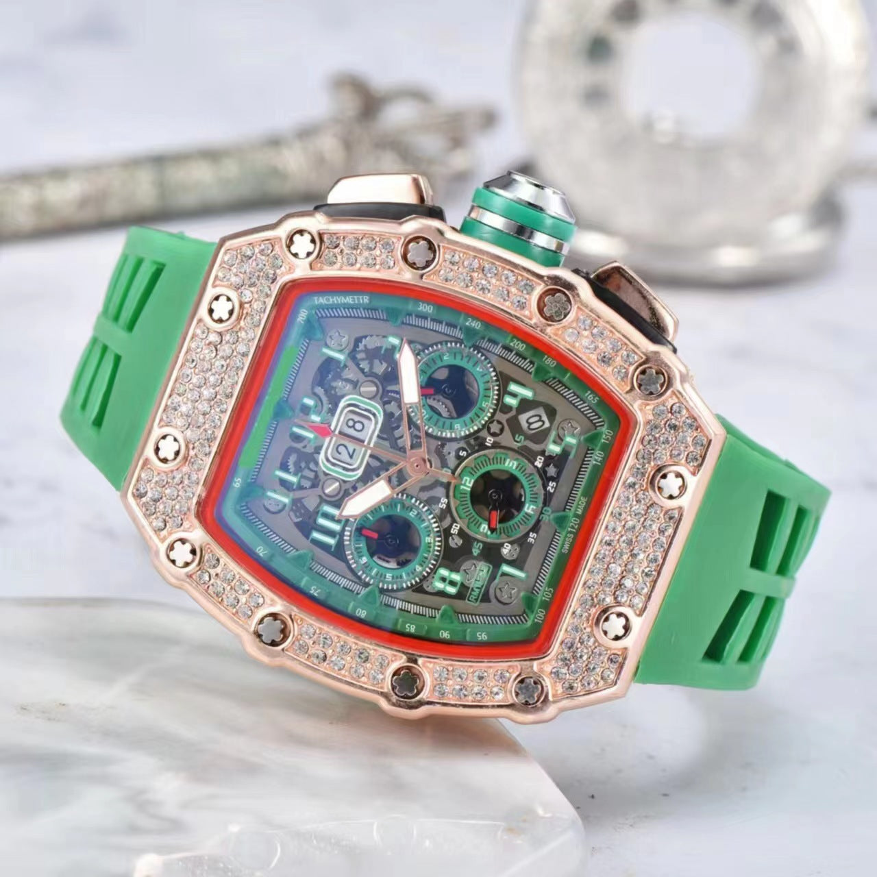 CRYSTALFORGE – Luxury Timepiece with Elegant Rhinestone Detailing